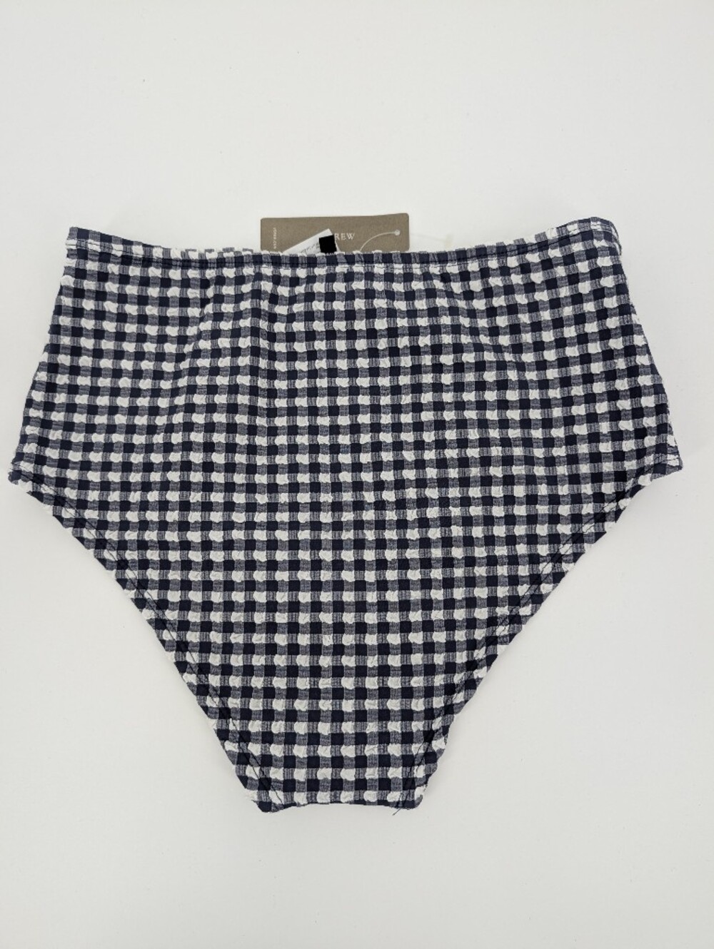 J Crew High-waist bikini bottom in gingham H7611 Size S NWT Navy And White - Picture 3 of 5